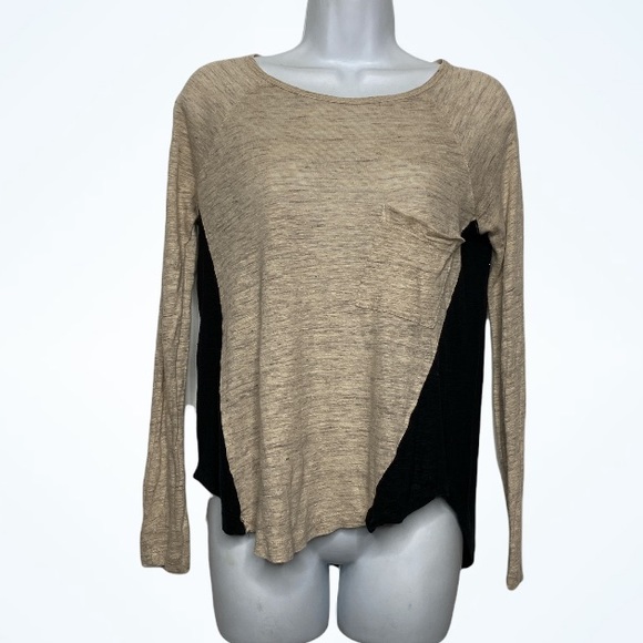 Madewell Color Block Linen Long Sleeved Tee XS - Picture 2 of 5